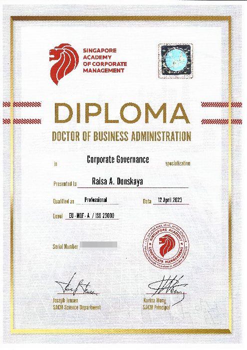 Diploma Doctor of Business Administration SACM
